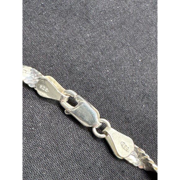 Sterling Silver 925 Flat Braided Herringbone Twisted Rope Chain Necklace 24" - Picture 5 of 10